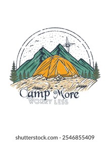 Explore more worry less camping adventure t shirt design illustration for travel lovers