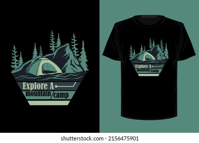 Explore a mountain camp retro vintage t shirt design