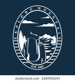 Explorar el vector de logotipo de emblema de montaña