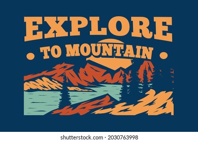 explore mountain nature retro vintage illustration