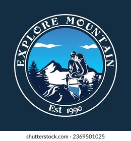 Explore Mountain Vintage Emblem Logo Vector