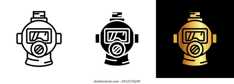 Explore los misterios del mundo submarino con este icono del casco de buceo, que encarna aventura, exploración y curiosidad marítima.