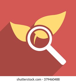 Explore Natural Drugs long shadow vector icon. Style is a flat light symbol with rounded angles on a red square background.