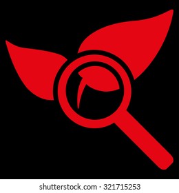 Explore Natural Drugs vector icon. Style is flat symbol, red color, rounded angles, black background.