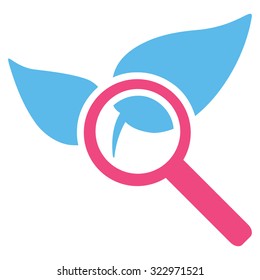 Explore Natural Drugs vector icon. Style is bicolor flat symbol, pink and blue colors, rounded angles, white background.