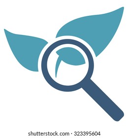 Explore Natural Drugs vector icon. Style is bicolor flat symbol, cyan and blue colors, rounded angles, white background.