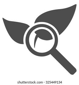 Explore Natural Drugs vector icon. Style is flat symbol, gray color, rounded angles, white background.