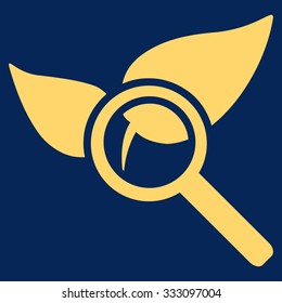 Explore Natural Drugs vector icon. Style is flat symbol, yellow color, rounded angles, blue background.
