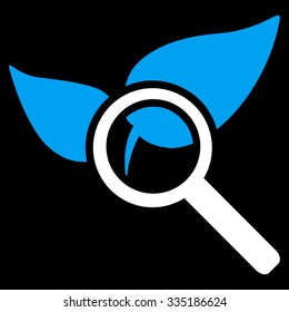 Explore Natural Drugs vector icon. Style is bicolor flat symbol, blue and white colors, rounded angles, black background.