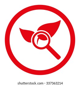 Explore Natural Drugs vector icon. Style is flat rounded symbol, red color, rounded angles, white background.