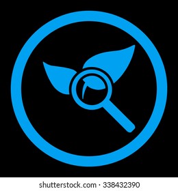 Explore Natural Drugs vector icon. Style is flat rounded symbol, blue color, rounded angles, black background.