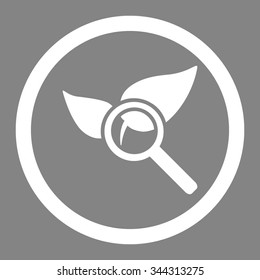 Explore Natural Drugs vector icon. Style is flat rounded symbol, white color, rounded angles, gray background.