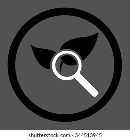 Explore Natural Drugs vector icon. Style is bicolor flat rounded symbol, black and white colors, rounded angles, gray background.
