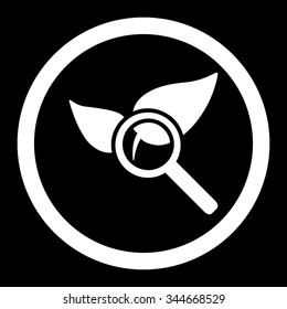 Explore Natural Drugs vector icon. Style is flat rounded symbol, white color, rounded angles, black background.