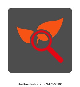 Explore Natural Medicine vector icon. Style is flat rounded square silver button with red symbol, white background.