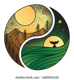 Explore nature line art vector colour inpiration for T-shirt, Card, Souvenir, Event, Etc