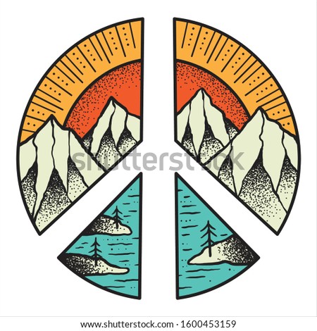 Explore nature line art vector colour inpiration for T-shirt, Card, Souvenir, Event, Etc