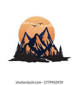 Explore the nature mountain design for badge, sticker, patch, t shirt design, etc