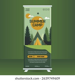 Explore Nature at Summer Camp with Tent and Forest Landscape