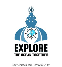Explore the ocean together, marine logo