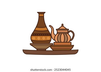 Explore our ancient jar pottery and tea pot icon clipart set – Perfect for home decor, crafts, and design projects