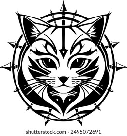 Explore our captivating vector art featuring tribal cat head designs, perfect for laser engraving, t-shirt prints, and logos. Unleash your creativity with this soulful animal art!