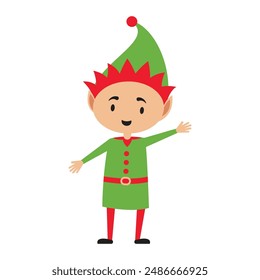 Explore nuestras Ilustraciones Christmas Elf Character Icon, con adorables y festivos diseños de elfos perfectos para proyectos de vacaciones