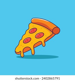 Explore our collection of premium vector illustrations featuring a slice of melted pizza. Perfect for food object concepts. Download now!