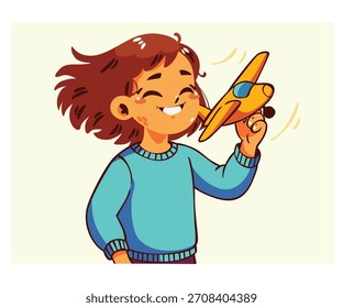Explore a nossa divertida ilustração do Dia da Aviação Civil* com uma garota de desenho animado segurando alegremente um avião de brinquedo — perfeito para uma celebração criativa.