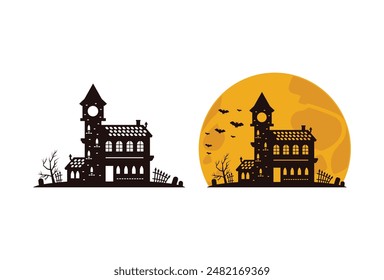 Explore our Halloween Haunted House Illustrations, featuring spooky and detailed haunted house designs perfect for Halloween and horror themes.