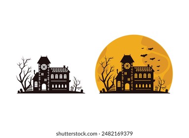 Explore our Halloween Haunted House Illustrations, featuring spooky and detailed haunted house designs perfect for Halloween and horror themes.