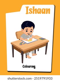 Explore nuestro micrositio con Ishaan, un personaje de dibujos animados de niño lindo absorto en el dibujo. Esta colección incluye Ilustraciones vectoriales de Ishaan centradas en la creación de arte.