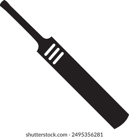 Entdecke unsere glatte, schwarze Cricket-Fledermaus-Vektorillustration. Perfekt für Sportgrafik, Cricket-Event-Promotionen und Merchandise-Designs. Hochwertiges, modernes Design, ideal für Web und Druck. Nach unten