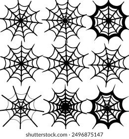 explore our "spider webs Halloween elements vector set," featuring spooky designs perfect for crafting, decor, and party invitations. add a touch of eerie charm to your Halloween projects