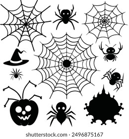 explore our "spider webs Halloween elements vector set," featuring spooky designs perfect for crafting, decor, and party invitations. add a touch of eerie charm to your Halloween projects