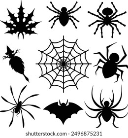 explore our "spider webs Halloween elements vector set," featuring spooky designs perfect for crafting, decor, and party invitations. add a touch of eerie charm to your Halloween projects
