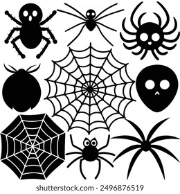 Entdecken Sie unsere "Spinnennetze Halloween Elemente Vektor-Set," mit gespenstischen Designs perfekt für Handwerk, Dekor und Party-Einladungen. verleiht euren Halloween-Projekten einen Hauch von unheimlichem Charme