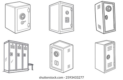 Explore our vector icon set featuring school, travel, and gym lockers. Perfect for adding clarity and style to your designs with versatile, easy-to-use icons.