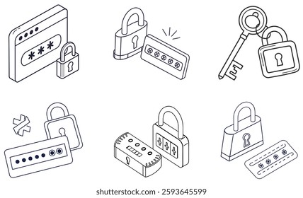 Explore our vector icon set featuring school, travel, and gym lockers. Perfect for adding clarity and style to your designs with versatile, easy-to-use icons.