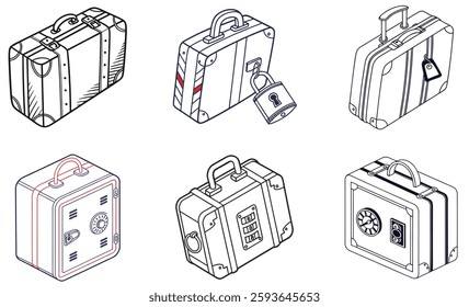 Explore our vector icon set featuring school, travel, and gym lockers. Perfect for adding clarity and style to your designs with versatile, easy-to-use icons.