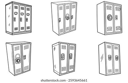 Explore our vector icon set featuring school, travel, and gym lockers. Perfect for adding clarity and style to your designs with versatile, easy-to-use icons.