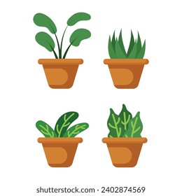 Explore our vector set featuring a flat houseplant collection, perfect for enhancing your interior design projects. Download now!