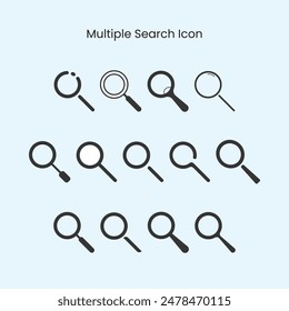 Explore our versatile Search Icon Design Set, tailored for web developers, app designers, and UXUI professionals. Featuring classic magnifying glass designs in various styles line art, solid fill