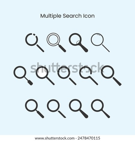 Explore our versatile Search Icon Design Set, tailored for web developers, app designers, and UXUI professionals. Featuring classic magnifying glass designs in various styles line art, solid fill