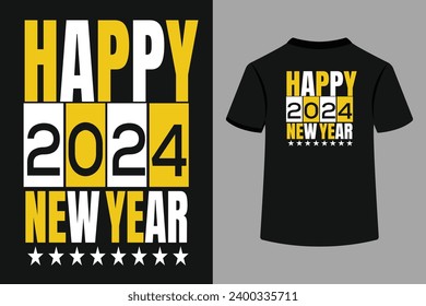 "Explore our vibrant collection of Happy New Year 2024 Typography T-Shirt Designs on our micro-stock site. Celebrate the upcoming year with unique 