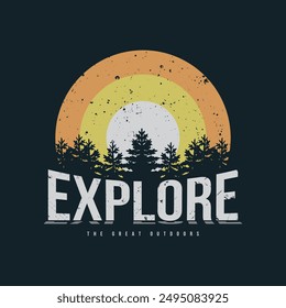 Explore outdoors vector illustration and typography, perfect for t-shirts, hoodies, prints etc.