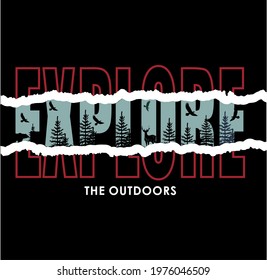 Explore The Outdoors  Vintage T shirt design print ready template vector art 