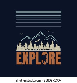 Explore The Outdoors Vintage T shirt design typhography print ready template vector art
