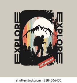 Explore The Outdoors Vintage T shirt design typhograpy print ready template vector art 