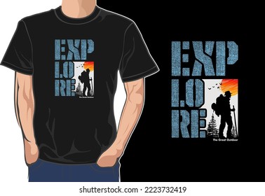 Explore The Outdoors Vintage T shirt design typography print ready template vector art. 